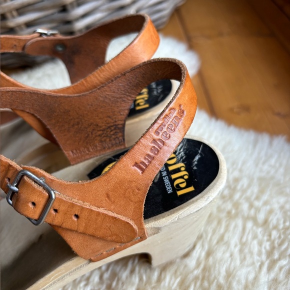 Swedish Hasbeens Leather Peep Toe Clogs - Picture 4 of 12